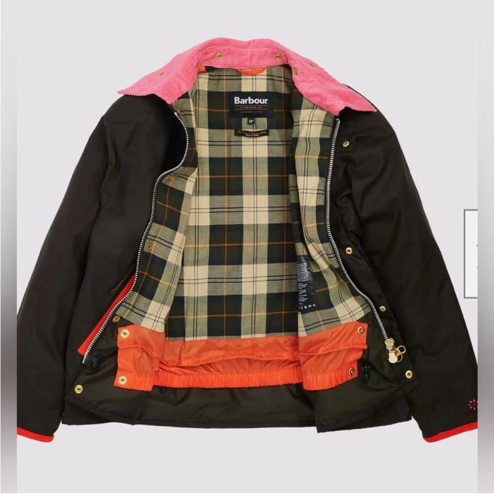 NWT BARBOUR X FLOWER MOUNTAIN Jacket in Black/ Fuchsia - Picture 9 of 16